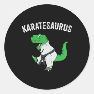 Sticker Rond Karate drôle T Rex dinosaure dino mignon arts mart