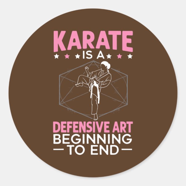 Sticker Rond Karate Girl Art défensif (Devant)