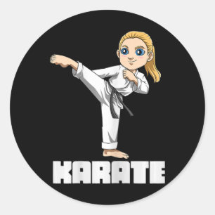 Sticker Rond Karate Girl - Enfant des arts martiaux japonais 