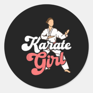 Sticker Rond Karate Girl Fighter Autodéfense Karateka 