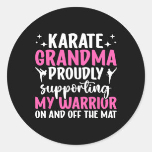 Sticker Rond Karate Grandma Soutenir Mon Guerrier Karate Grand