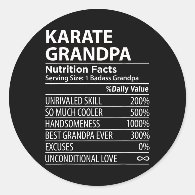 Sticker Rond Karate Grandpa Nutrition Fiches Funny Karate Grand (Devant)