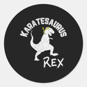 Sticker Rond Karate Karatesaurus Rex Dinosaure Drôle d'Art Mart
