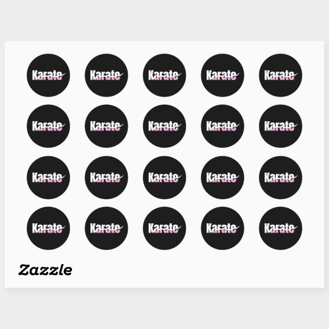 Sticker Rond Karate Martial Arts Girl Rose (Feuille)