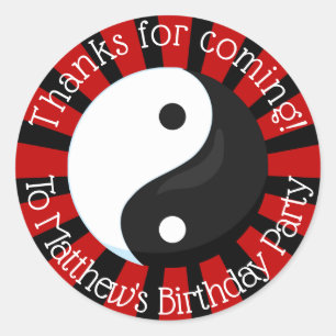 Sticker Rond Karate Party Red Anniversaire Fête Favoriser Class