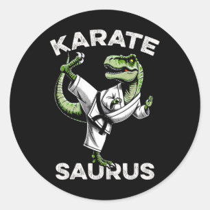 Sticker Rond Karatesaurus T-rex Karate Dino Funny Dinosaur Mart