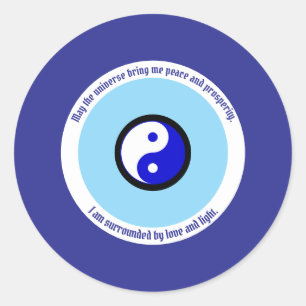 Sticker Rond Karma Protection bleu foncé mal yeux Yin Yang