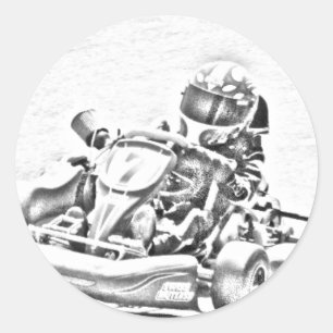 Sticker Rond Kart Racing B/W Shading