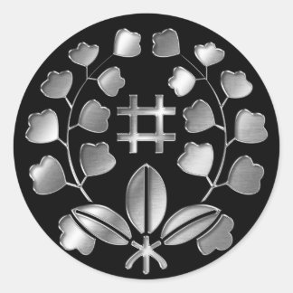 Sticker Rond Katakura Clan Kamon argent Chrome