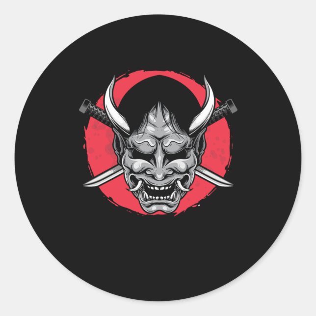 Sticker Rond Katana Japan Swords Japanese Art Ninja Samurai Gif (Devant)