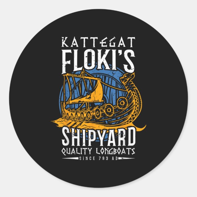 Sticker Rond Kattegat Flokis Shipyard - Nordic Mythology &amp; (Devant)