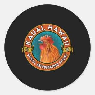 Sticker Rond Kauai Chicken Espèces Officielles Non En Voie De D