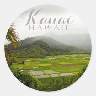 Sticker Rond Kauai, Hawaï Landscape Scene