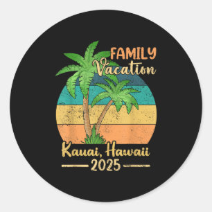Sticker Rond Kauai Hawaii Beach Famille Vacances 2025 Été