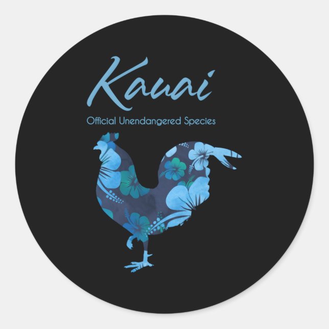Sticker Rond Kauai Hawaii Chicken Espèces officielles non en vo (Devant)