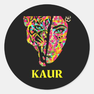 Sticker Rond Kaur Sherni Lion Sardarni Sikh Punjabi Empowert