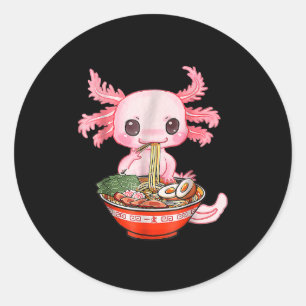 Sticker Rond Kawaii Axolotl Ramen Nourriture Japonaise Drôle Gr