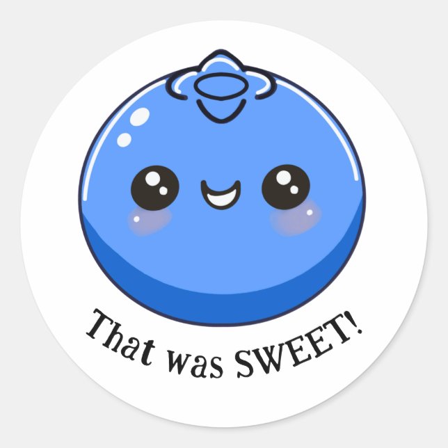 Sticker Rond Kawaii Blueberry Motivating Customizable (Devant)