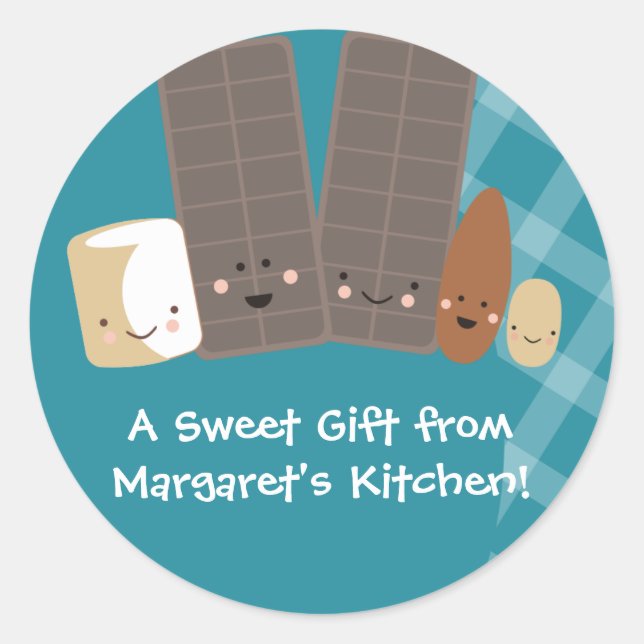 Sticker Rond kawaii bonbons à la fabrication de marshmallows à  (Devant)