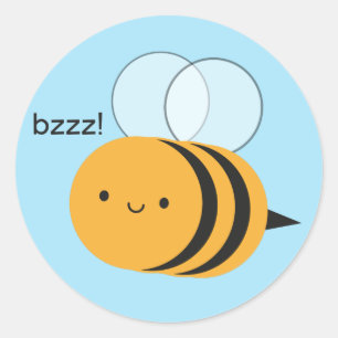 Sticker Rond Kawaii Buzzy Bumble Bee