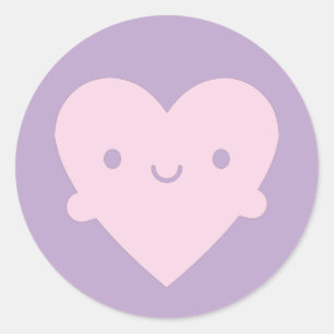 Sticker Rond Kawaii Coeurs