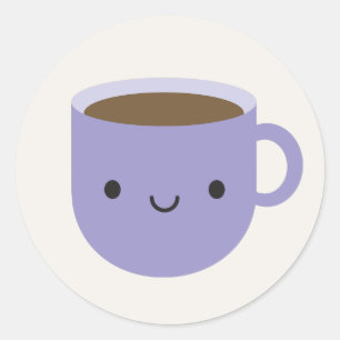Sticker Rond Kawaii Cup of Tea or Coffee