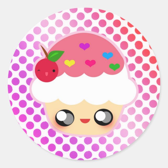 Sticker Rond Kawaii Cupcake ! (Devant)