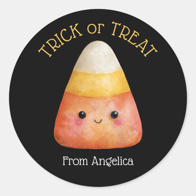 Sticker Rond Kawaii Cute Candy Corn Enfants Halloween (Devant)