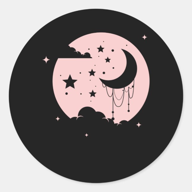 Sticker Rond Kawaii Cute Pastel Goth Moon (Devant)