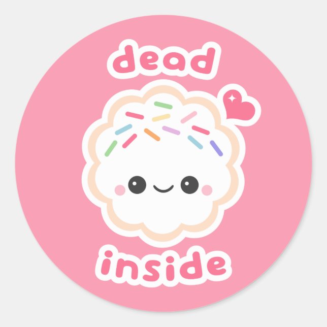 Sticker Rond Kawaii est mort dans le biscuit (Devant)