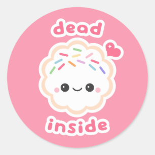 Sticker Rond Kawaii est mort dans le biscuit