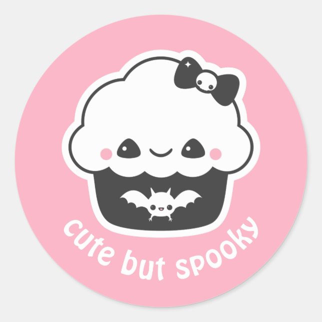 Sticker Rond Kawaii Goth Éffrayant Cute Cupcake (Devant)