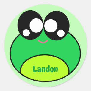 Sticker Rond Kawaii Green Frog Cute