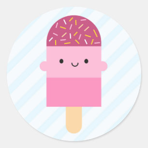 Sticker Rond Kawaii Ice Lolly / Popsicle