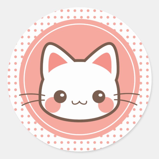 Sticker Rond Kawaii mignon chaton (Devant)