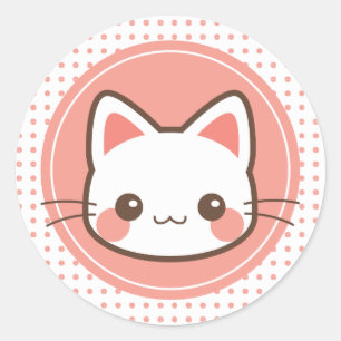 Sticker Rond Kawaii mignon chaton