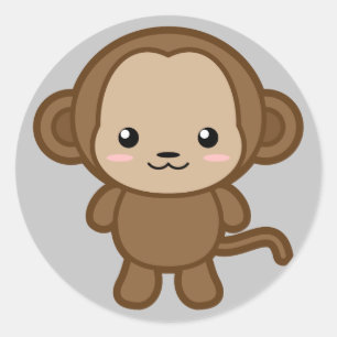 Sticker Rond Kawaii Monkey