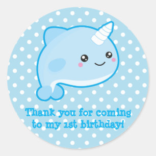 Sticker Rond Kawaii Narwhal