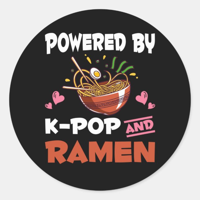 Sticker Rond Kawaii Noodles Kpop et Ramen (Devant)