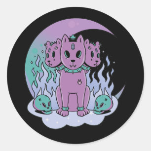 Sticker Rond Kawaii Pastel Colors Gothique Cute Goth Chiens Cla