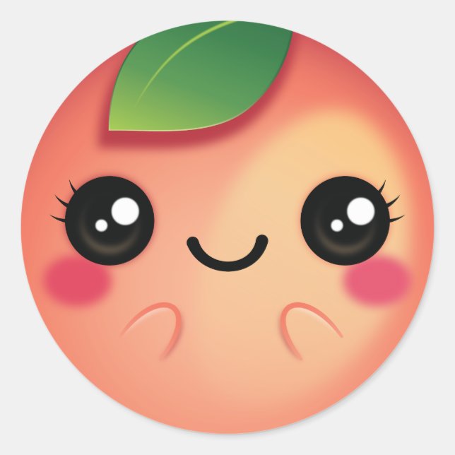 Sticker Rond Kawaii Peach (Devant)