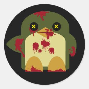 Sticker Rond Kawaii Penguin Zombie Gruesome Horreur