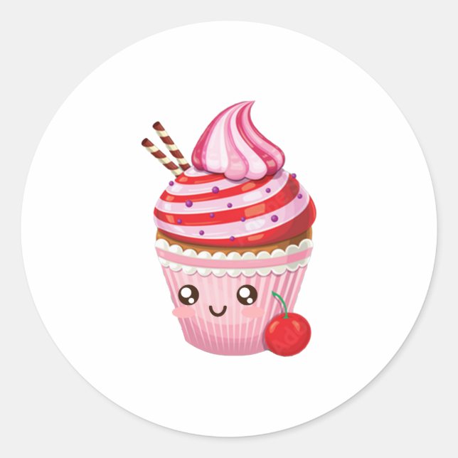 Sticker Rond Kawaii Pepperment Surprise Cupcakes Baby T-shirt (Devant)