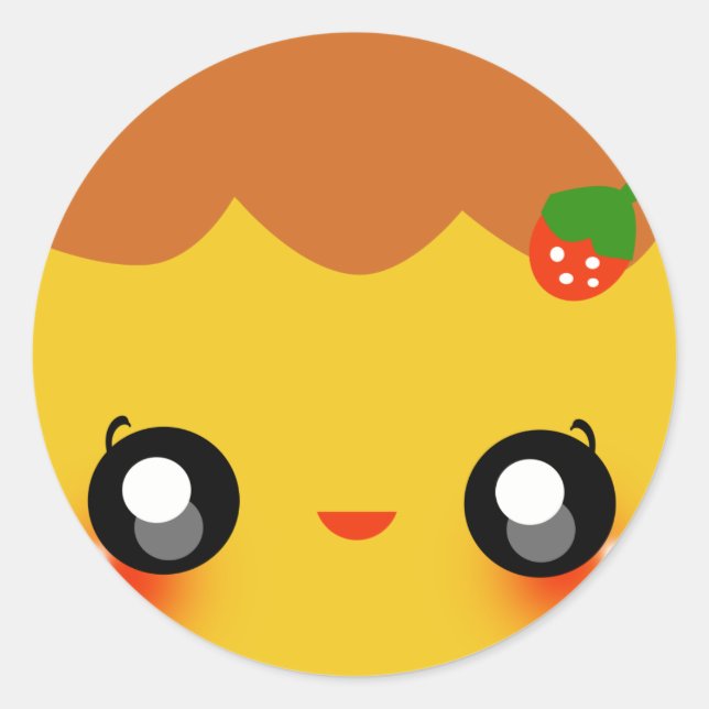 Sticker Rond Kawaii Pudding (Devant)