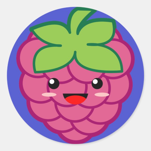 Sticker Rond Kawaii Raspberry (Devant)