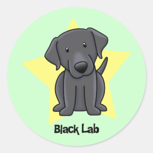 Sticker Rond Kawaii Star Black Lab