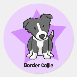 Sticker Rond Kawaii Star Border Collie