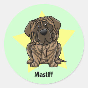 Sticker Rond Kawaii Star Brindle Mastiff