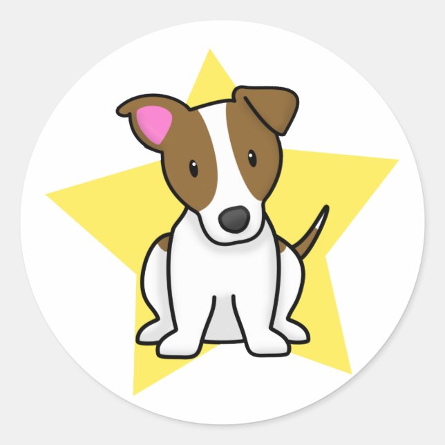 Sticker Rond Kawaii Star Jack Russell Terrier (Devant)