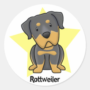 Sticker Rond Kawaii Star Rottweiler